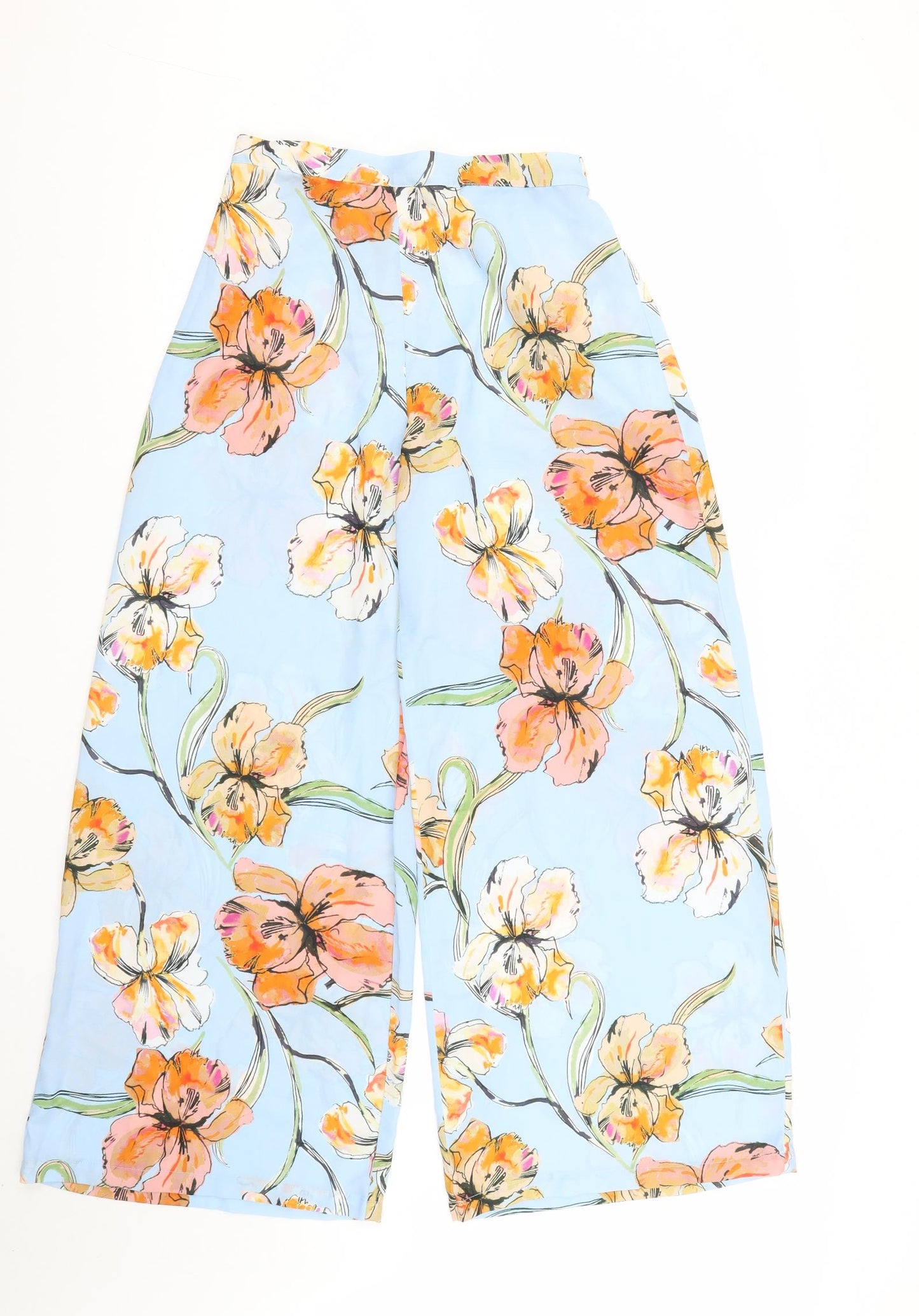Boux Avenue Womens Blue Floral Polyester Trousers  Size 10 L29 in Regular