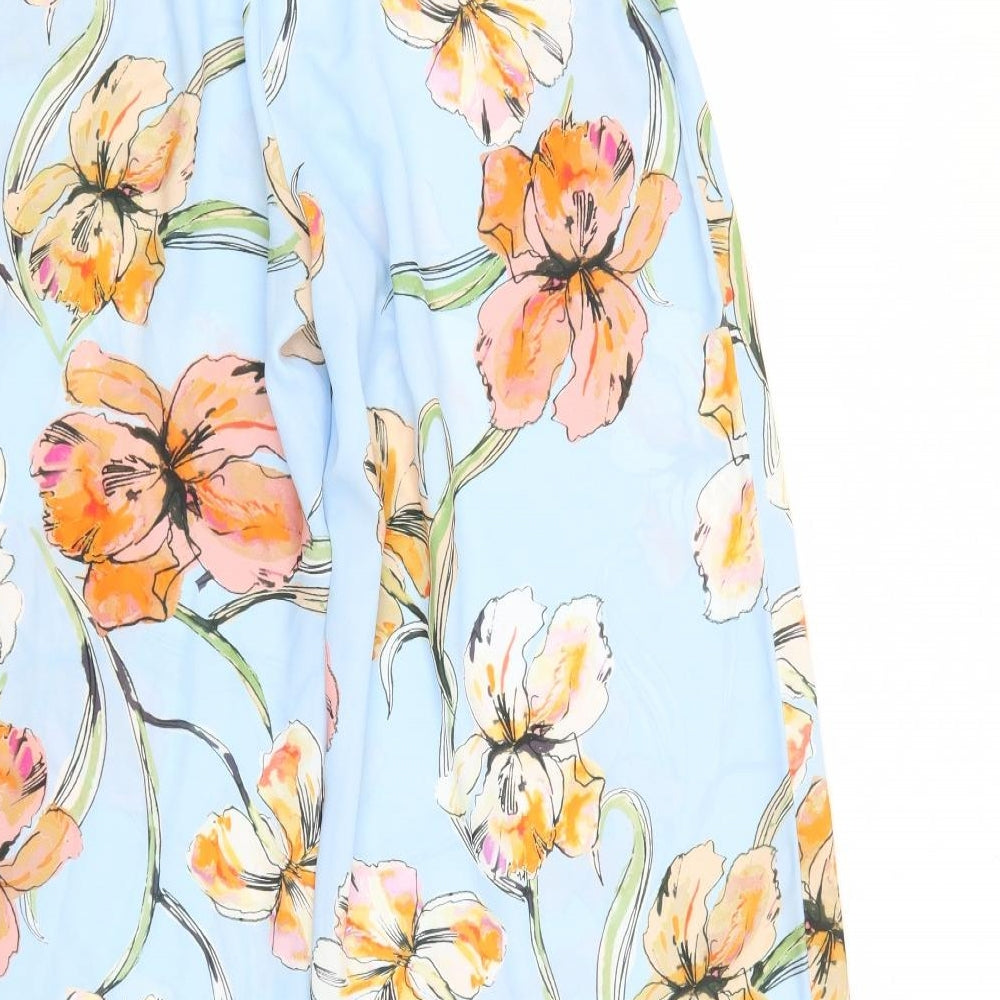 Boux Avenue Womens Blue Floral Polyester Trousers  Size 10 L29 in Regular
