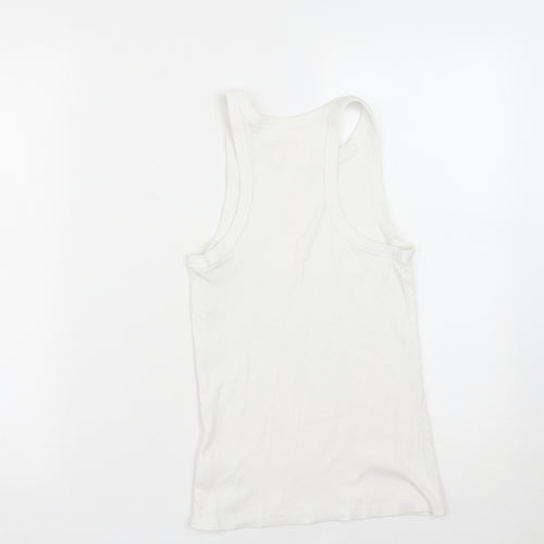 Peacocks Womens White  Cotton Basic Tank Size 10 Round Neck