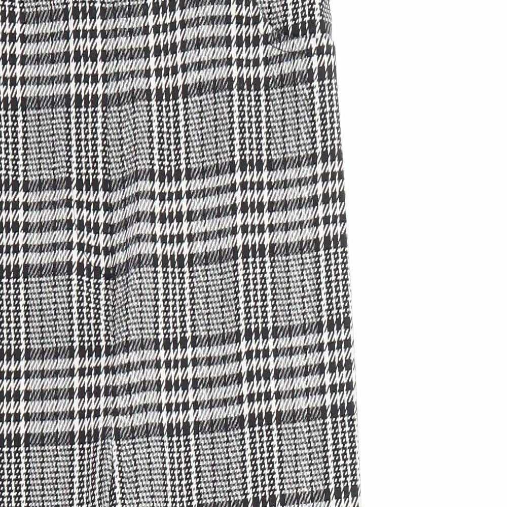 Primark Womens Black Plaid Viscose Trousers  Size 16 L27 in Regular Zip