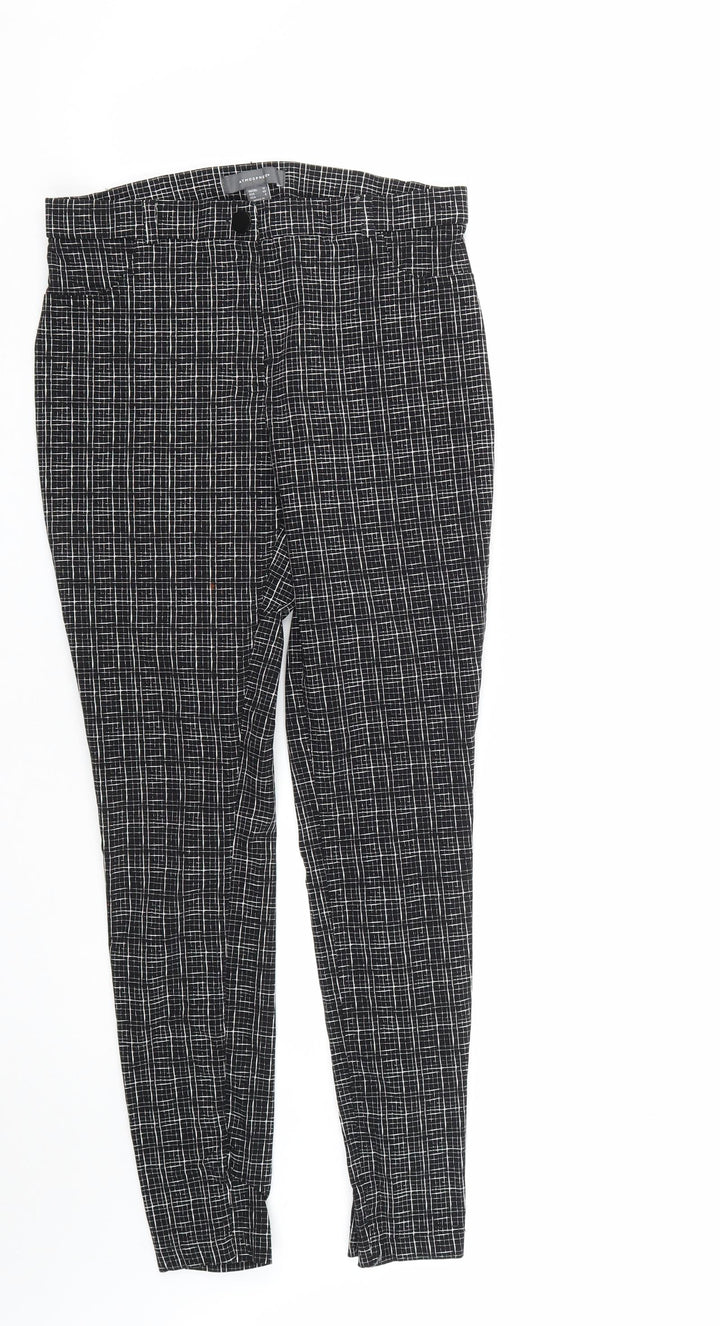 Atmosphere Womens Black Plaid Viscose Trousers Size 12 L27 in Regular Zip