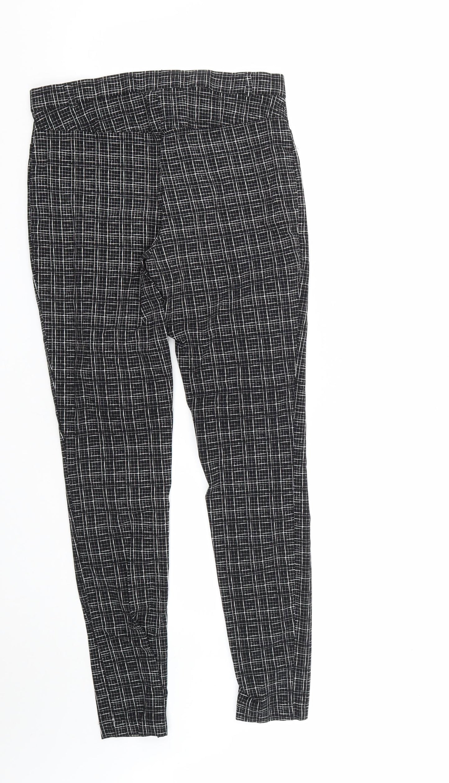 Atmosphere Womens Black Plaid Viscose Trousers  Size 12 L27 in Regular Zip