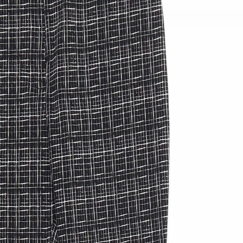 Atmosphere Womens Black Plaid Viscose Trousers  Size 12 L27 in Regular Zip