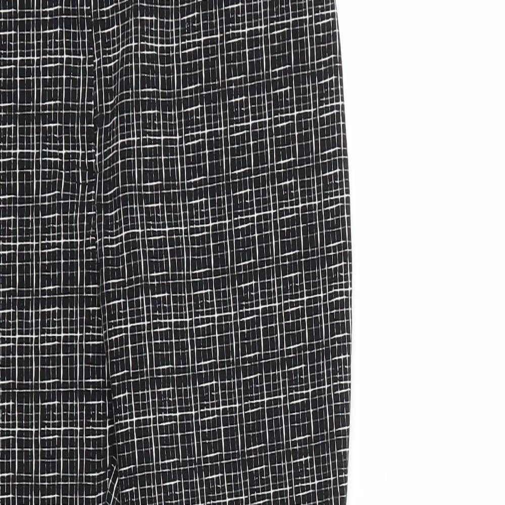 Atmosphere Womens Black Plaid Viscose Trousers  Size 12 L27 in Regular Zip
