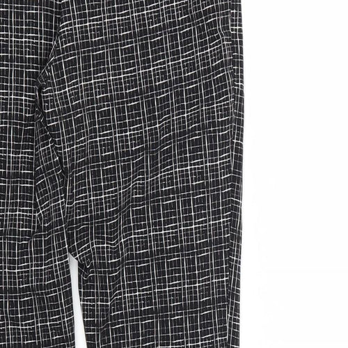 Atmosphere Womens Black Plaid Viscose Trousers  Size 12 L27 in Regular Zip