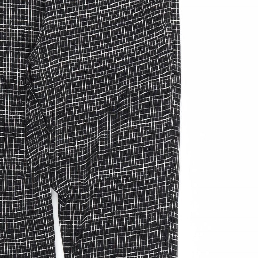 Atmosphere Womens Black Plaid Viscose Trousers  Size 12 L27 in Regular Zip