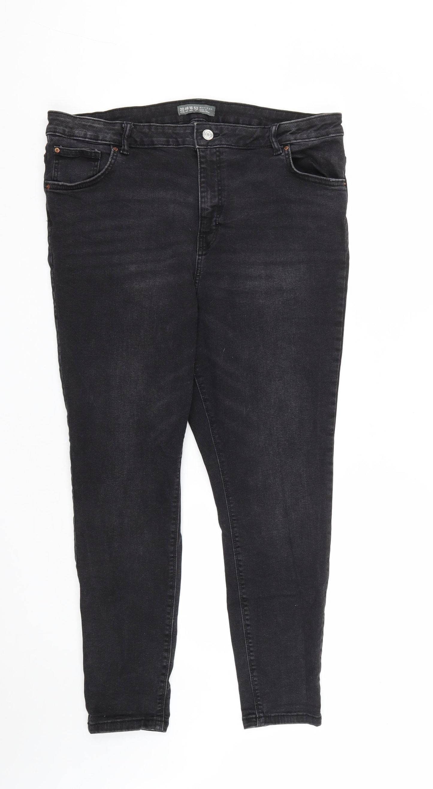 Denim & Co. Womens Black  Cotton Straight Jeans Size 20 L27 in Regular Zip
