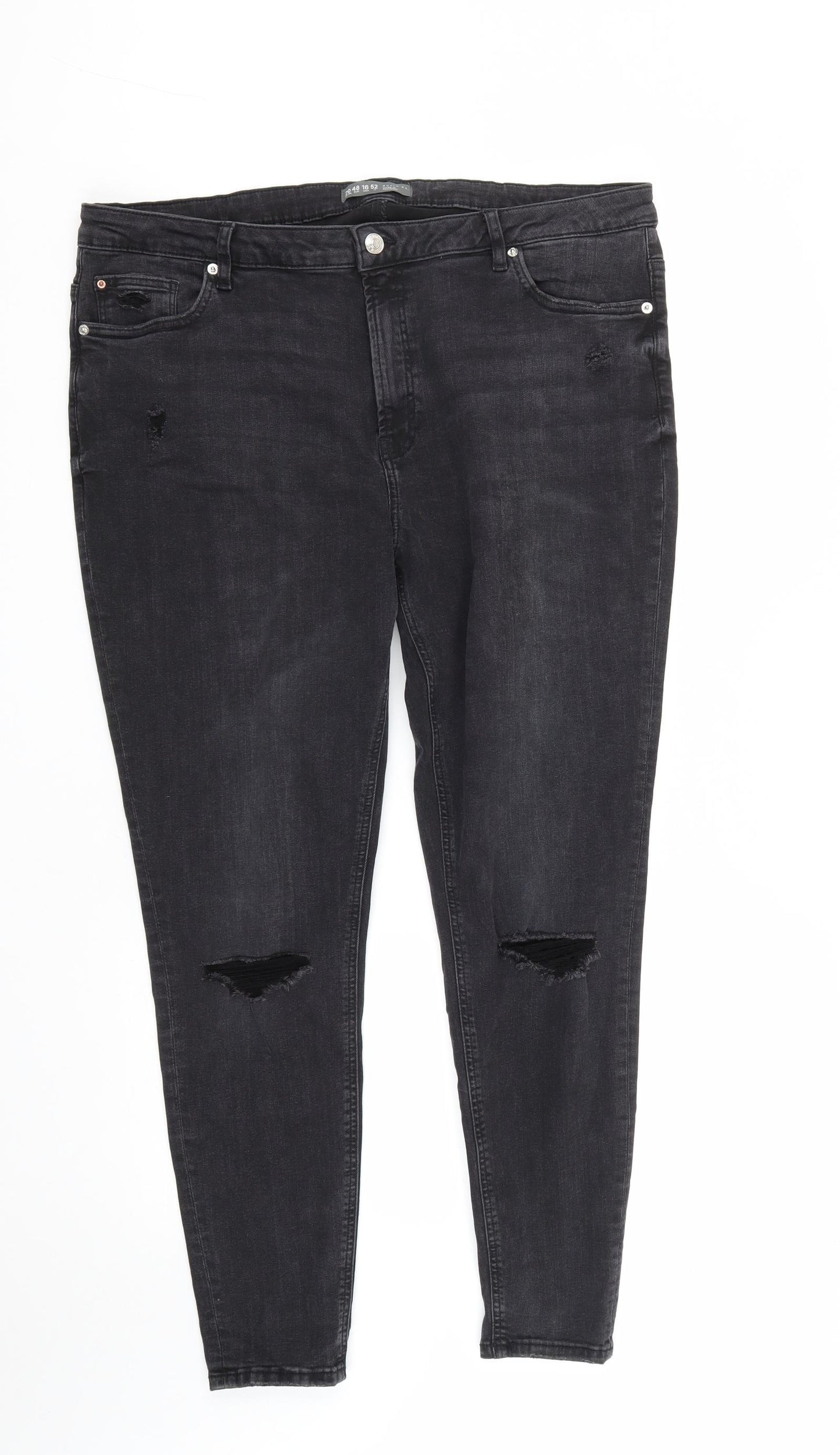 Denim & Co. Womens Black  Cotton Straight Jeans Size 20 L27 in Regular Zip