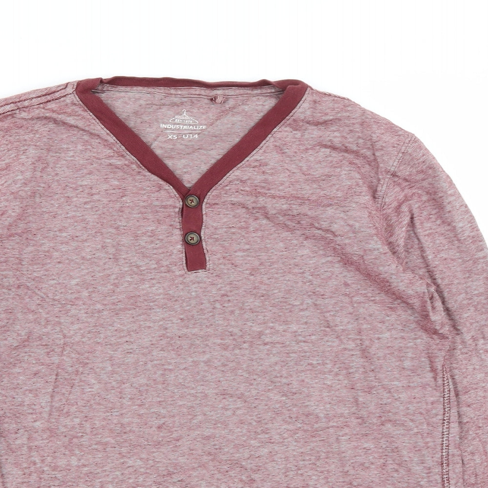 INDUSTRIALIZE Mens Red  Cotton  T-Shirt Size XS V-Neck