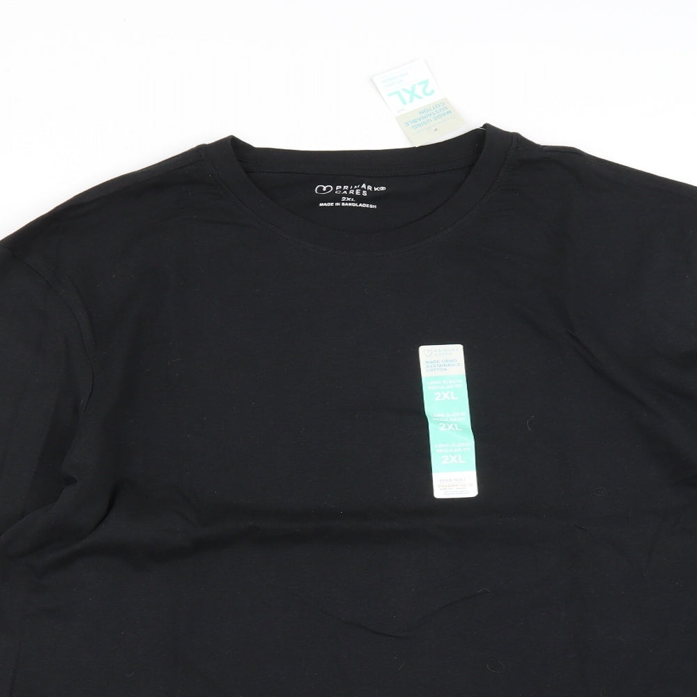 Primark Mens Black  Cotton  T-Shirt Size 2XL Round Neck