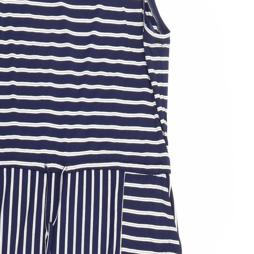 dusk Womens Blue Striped Viscose Maxi  Size 18  Round Neck