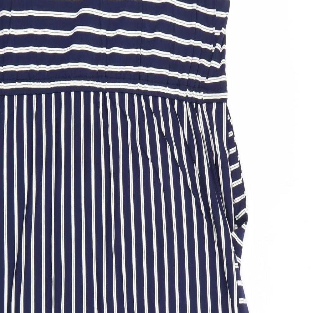 dusk Womens Blue Striped Viscose Maxi  Size 18  Round Neck