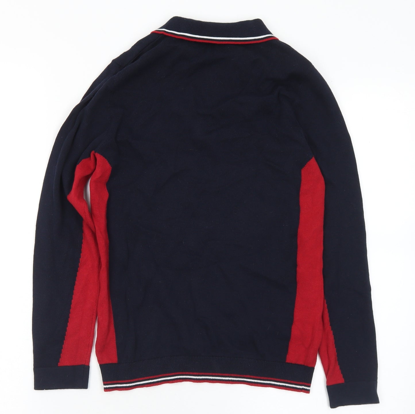 F&F Boys Blue Collared  Cotton Pullover Jumper Size 10-11 Years  Button