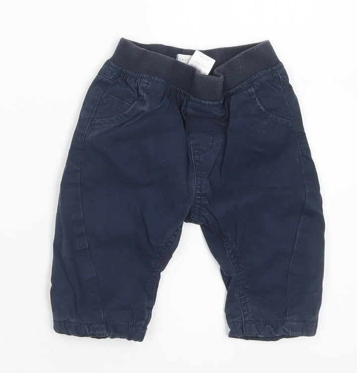 NEXT Boys Blue Cotton Cargo Trousers Size 3-6 Months