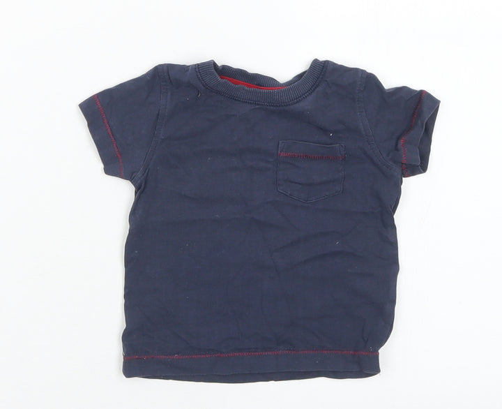 NEXT Boys Blue Cotton Basic T-Shirt Size 3-6 Months Crew Neck