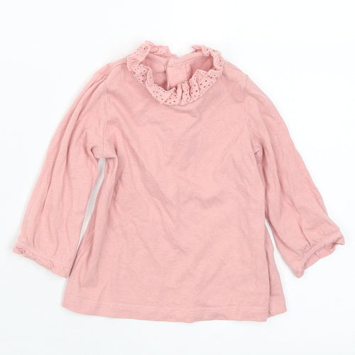 F&F Girls Pink  Cotton Basic T-Shirt Size 0-3 Months Collared Snap