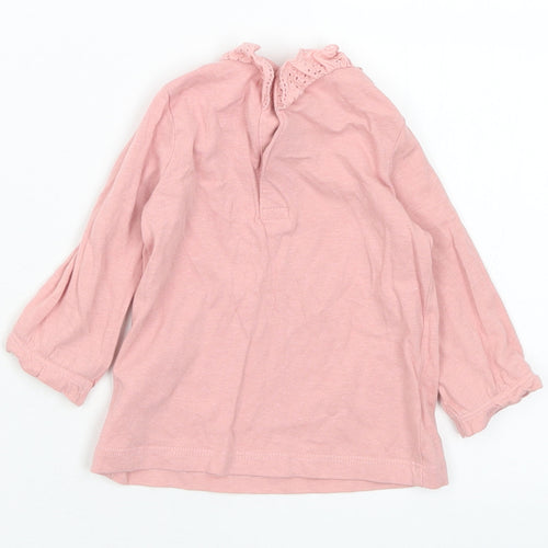 F&F Girls Pink  Cotton Basic T-Shirt Size 0-3 Months Collared Snap