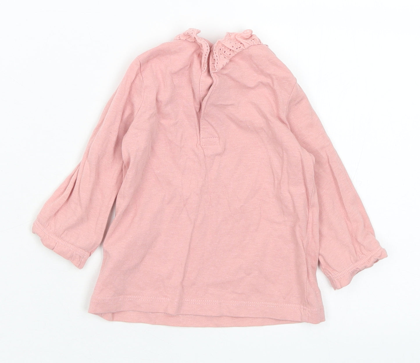 F&F Girls Pink  Cotton Basic T-Shirt Size 0-3 Months Collared Snap
