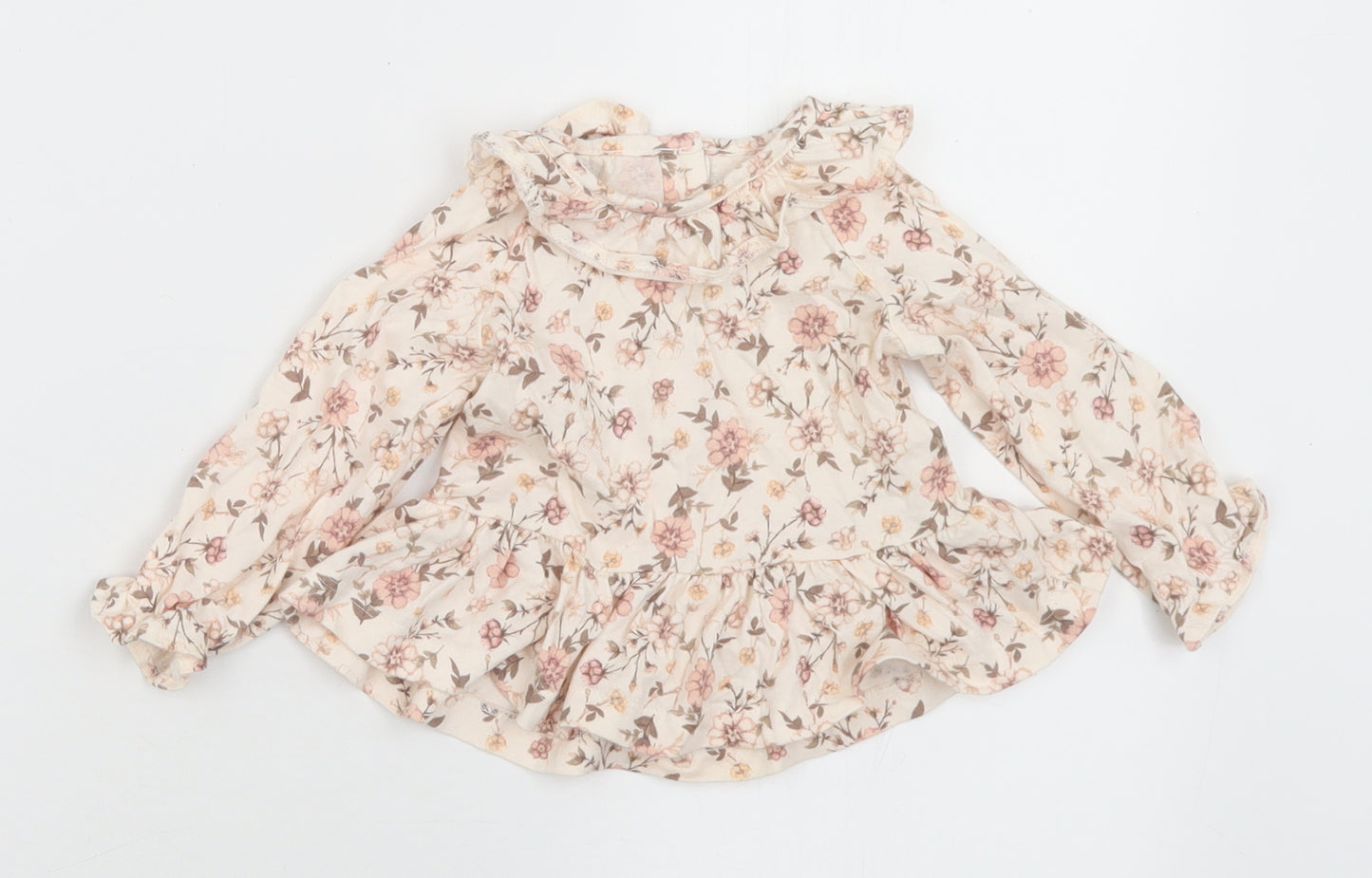 George Girls Multicoloured Floral Cotton Basic Blouse Size 3-6 Months Collared Button