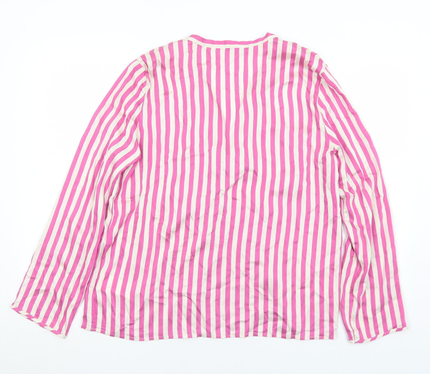 Penny Black Womens Pink Striped Viscose Basic Blouse Size 12 V-Neck