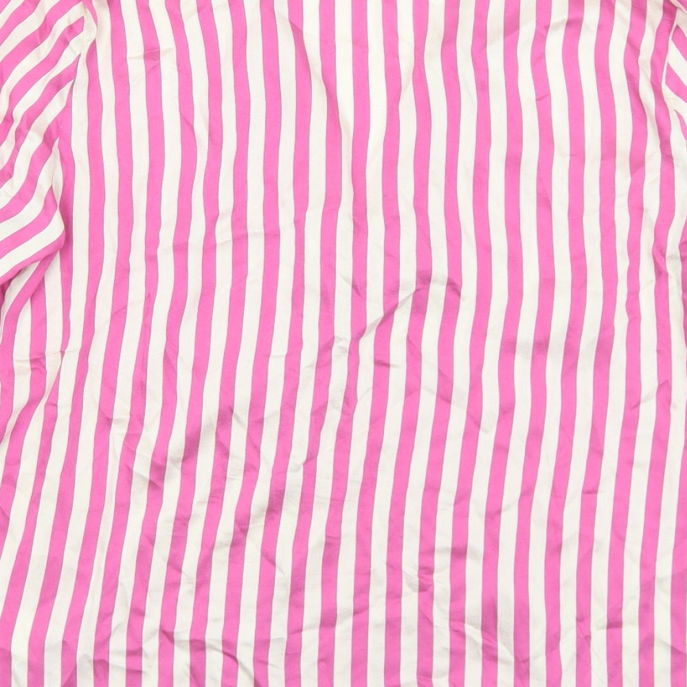 Penny Black Womens Pink Striped Viscose Basic Blouse Size 12 V-Neck