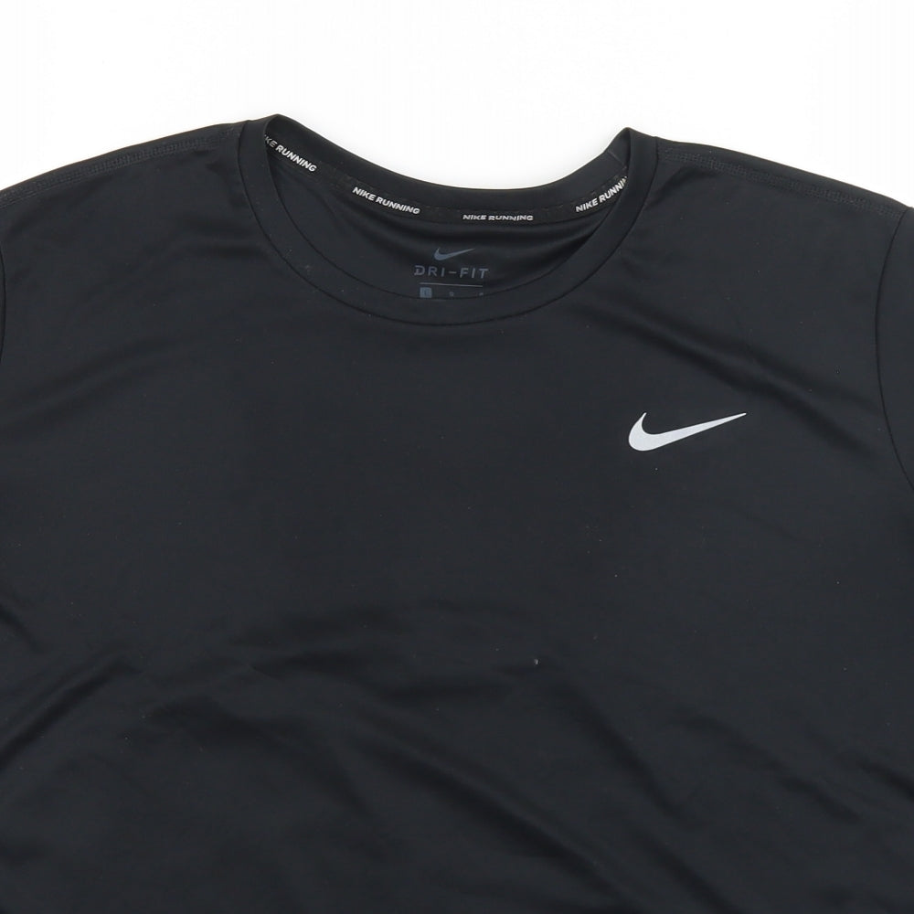 Nike Womens Black  Polyester Basic T-Shirt Size L Crew Neck  - Nike
