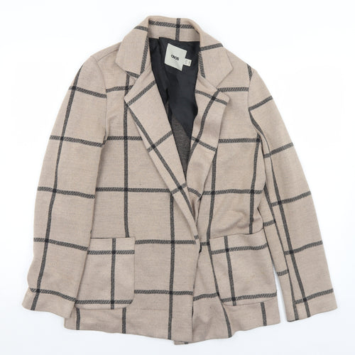 ASOS Womens Beige Plaid  Jacket  Size 8  Snap
