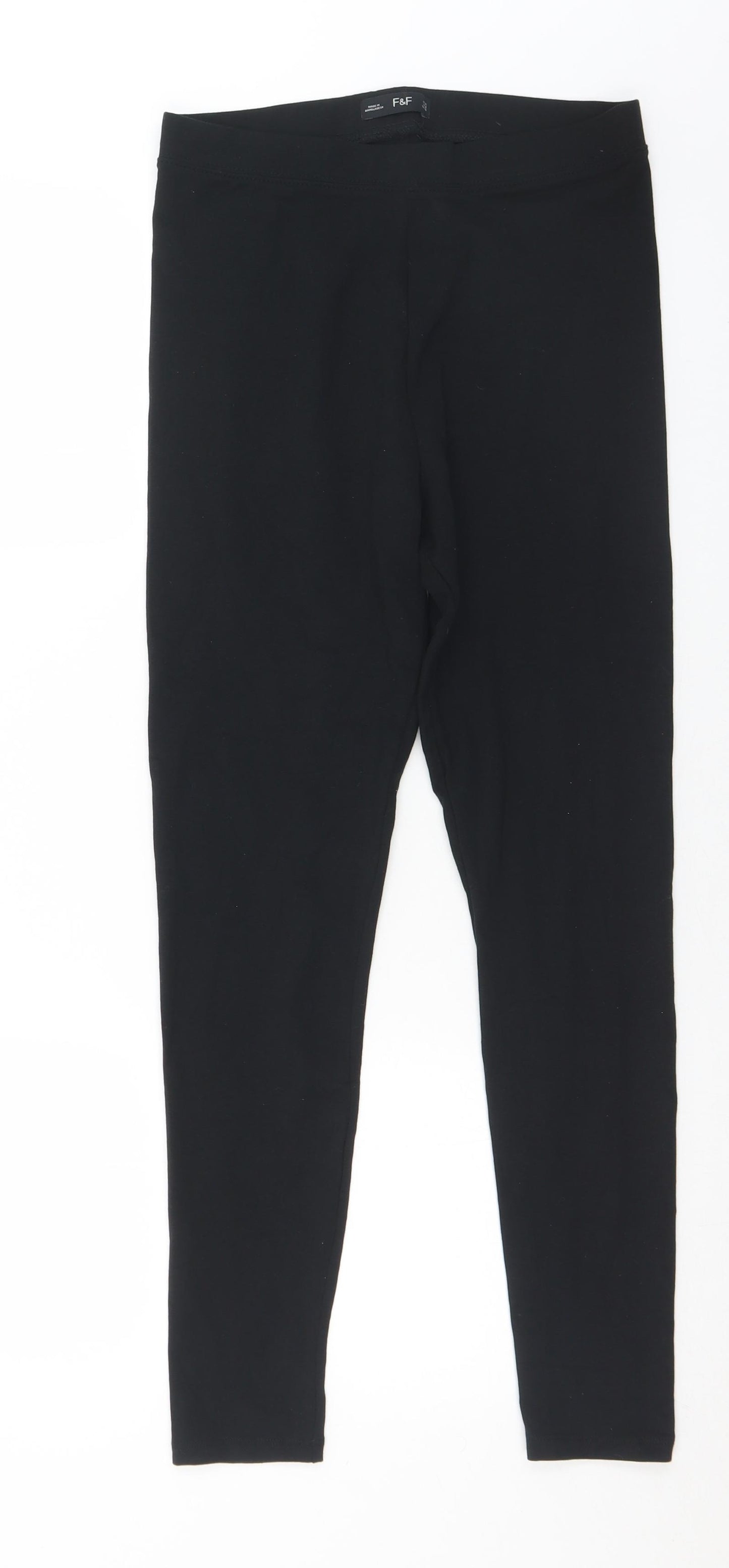 F&F Womens Black  Cotton Pedal Pusher Leggings Size 12 L28 in