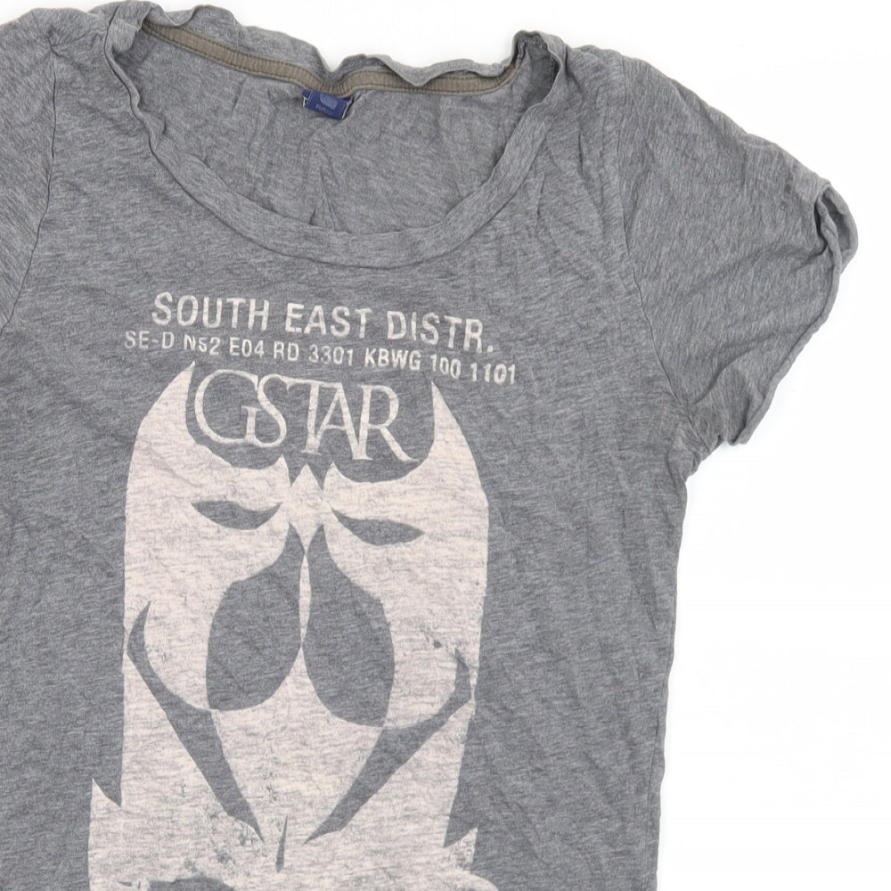 G-Star Womens Grey  Cotton Basic T-Shirt Size M Round Neck