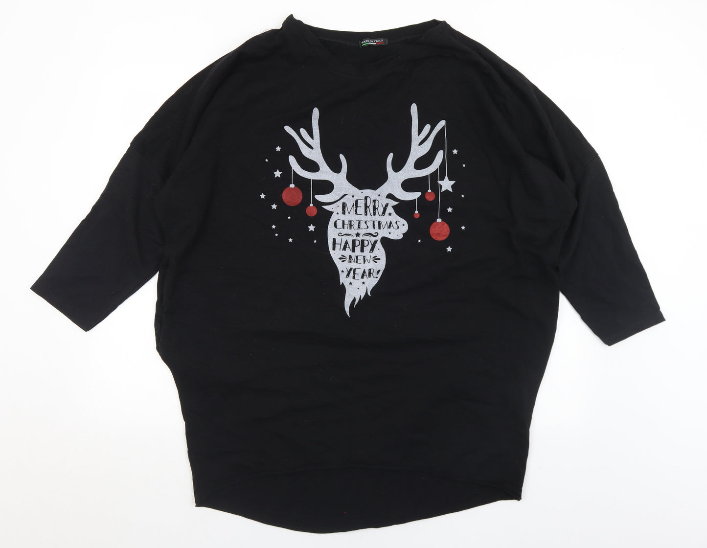 Preworn Womens Black  Cotton Pullover Sweatshirt Size 2XL   - Christmas