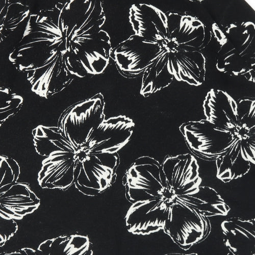 Matalan Womens Black Round Neck Floral Acrylic Pullover Jumper Size 14