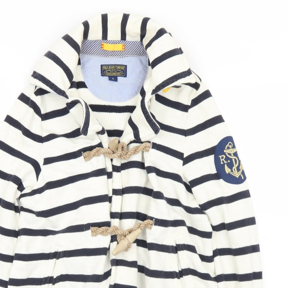 POLO Jeans company Womens White Striped  Jacket  Size S  Button