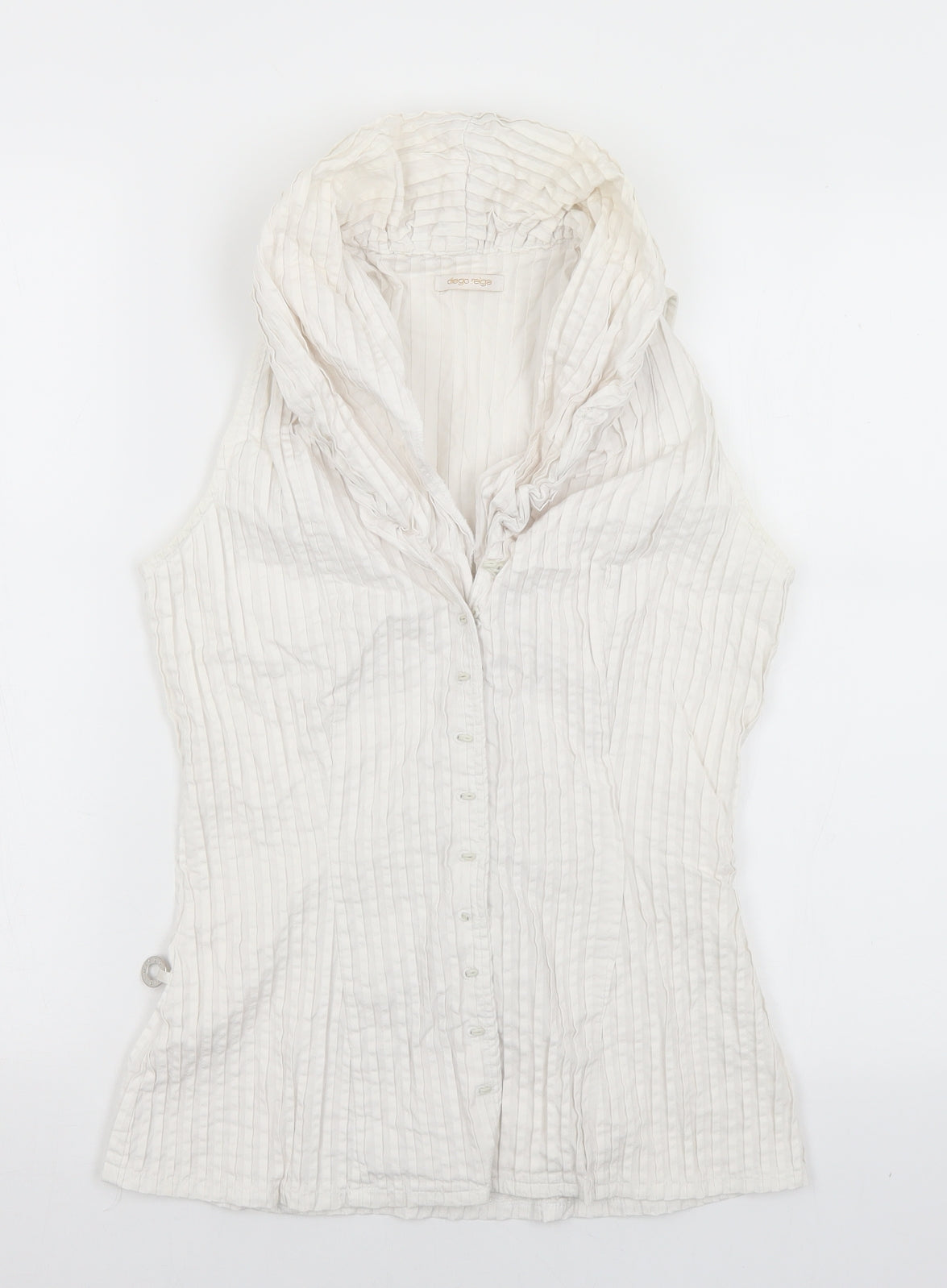 Diego Reiga Womens White Striped Cotton Basic Blouse Size XS Collared