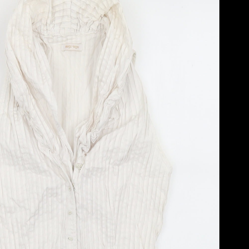 Diego Reiga Womens White Striped Cotton Basic Blouse Size XS Collared