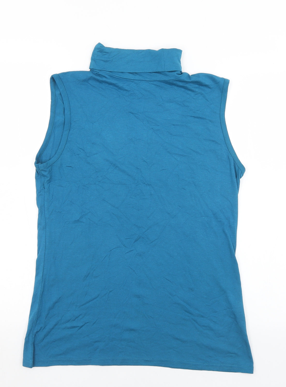 International Womens Blue  Viscose Basic T-Shirt Size 14 Roll Neck