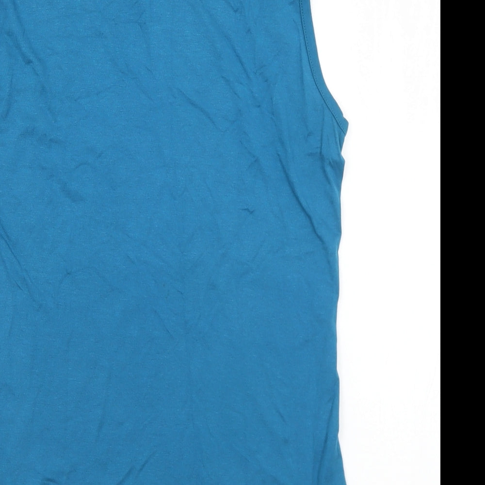 International Womens Blue  Viscose Basic T-Shirt Size 14 Roll Neck