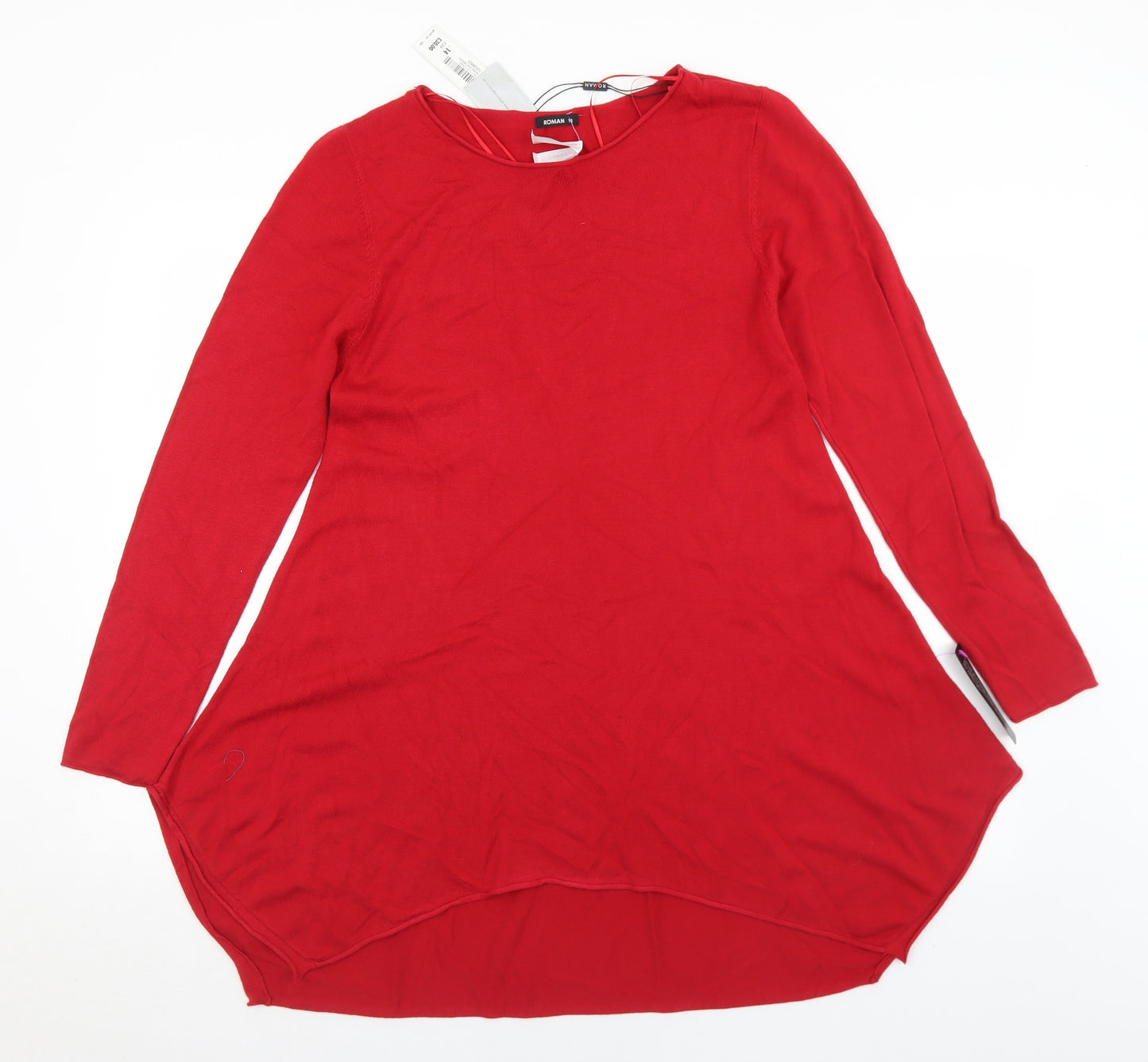 Roman Womens Red Round Neck  Viscose Pullover Jumper Size 14