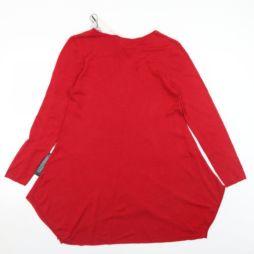 Roman Womens Red Round Neck  Viscose Pullover Jumper Size 14