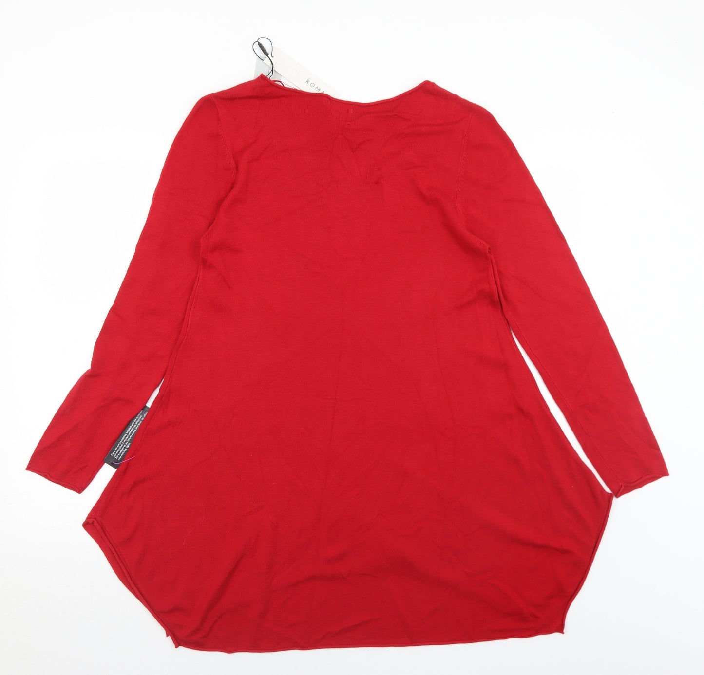 Roman Womens Red Round Neck  Viscose Pullover Jumper Size 14