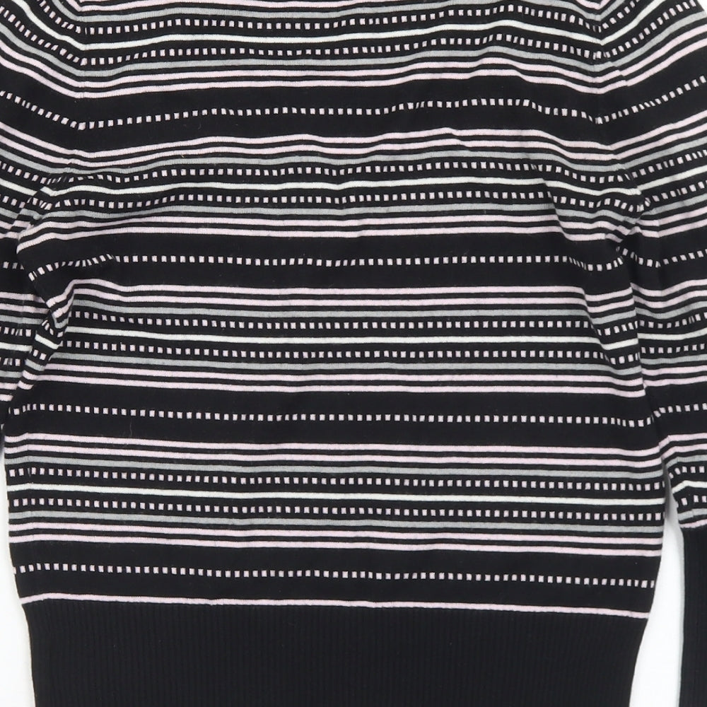 NEXT Womens Multicoloured Square Neck Striped Viscose Pullover Jumper Size 10