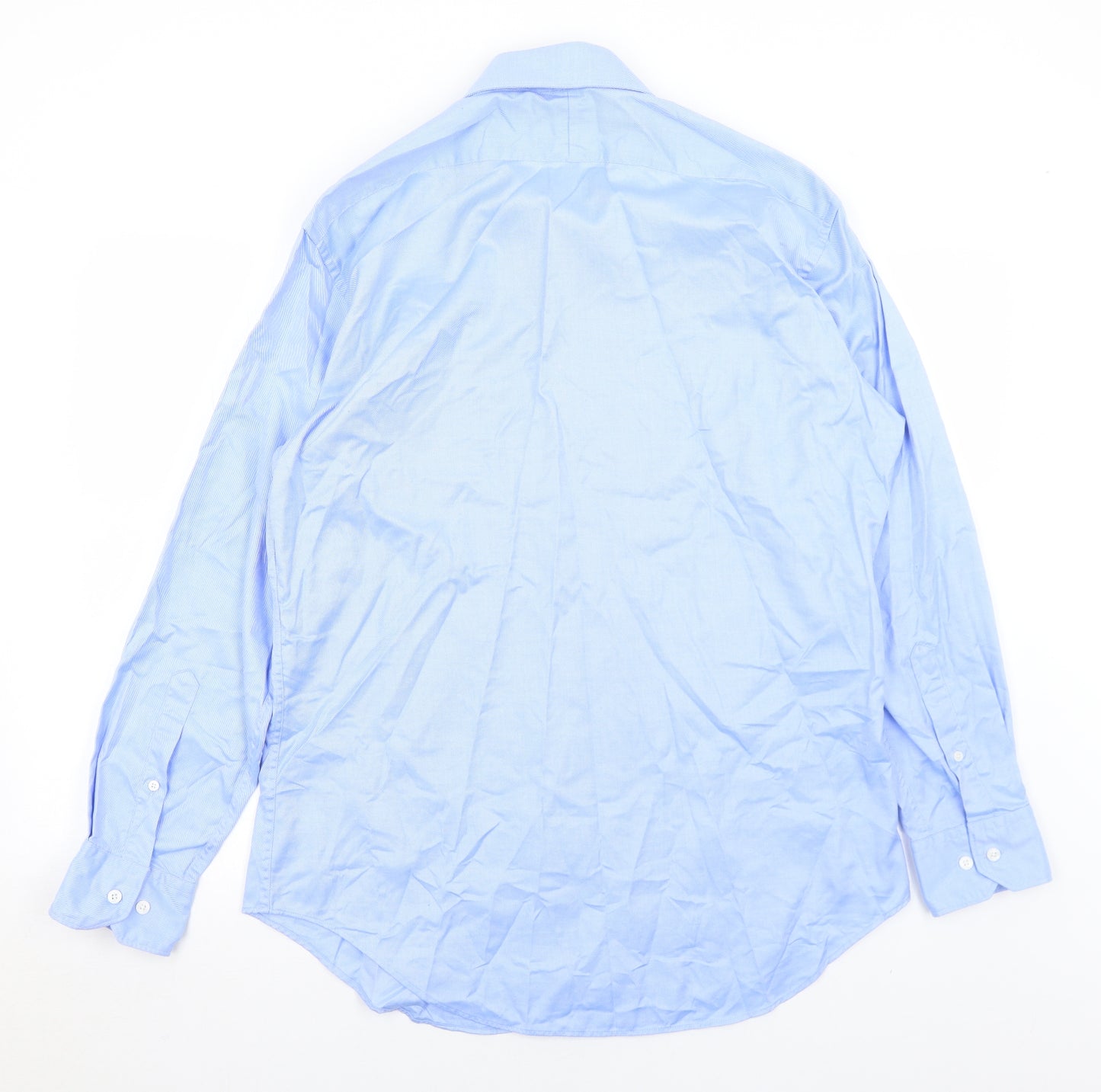 T.M.Lewin Mens Blue  Cotton  Button-Up Size 17 Collared Button