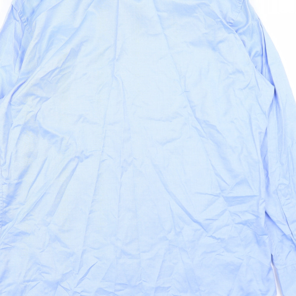 T.M.Lewin Mens Blue  Cotton  Button-Up Size 17 Collared Button