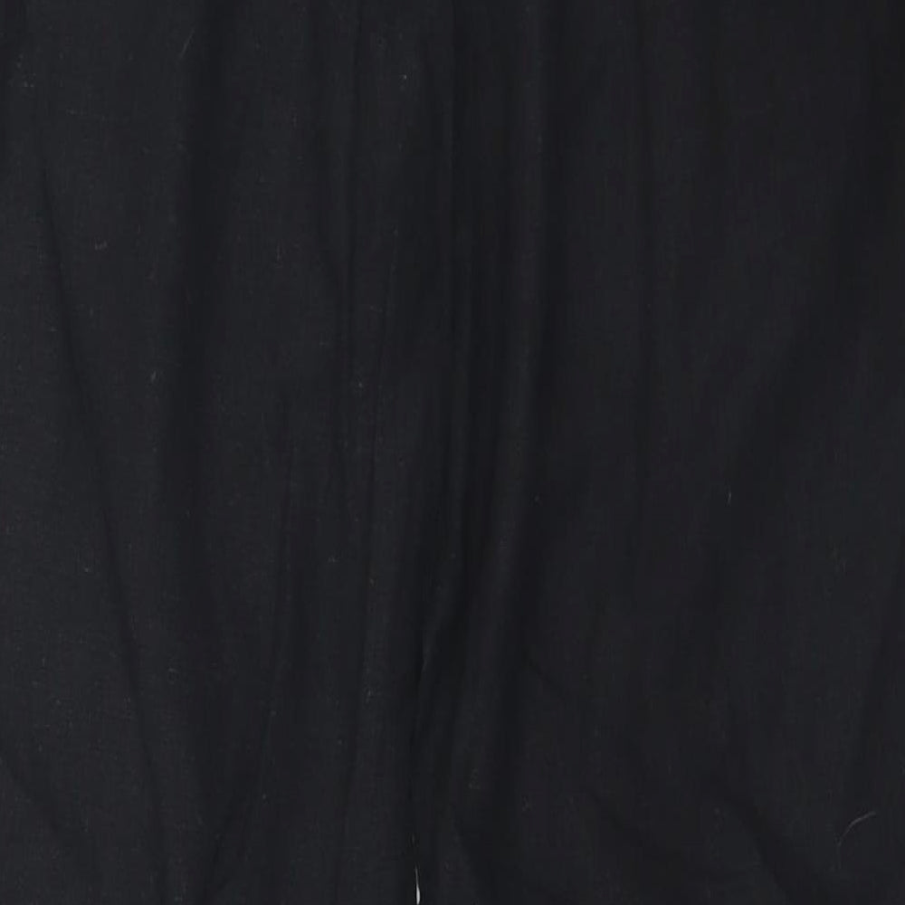 NEXT Womens Black  Linen Trousers  Size 12 L30 in Regular Drawstring
