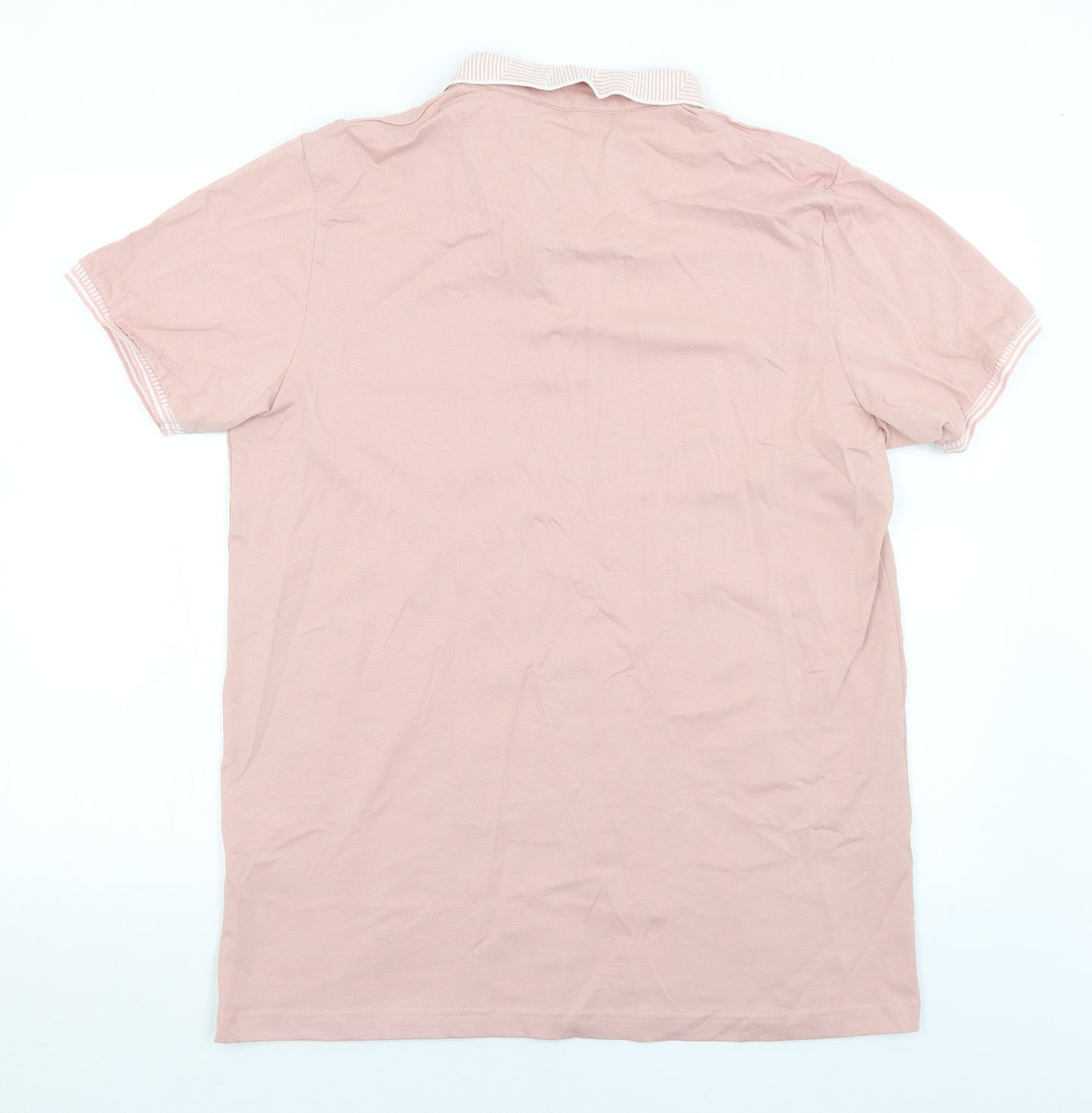 Brave Soul Mens Pink  Cotton  Polo Size XL Collared Button
