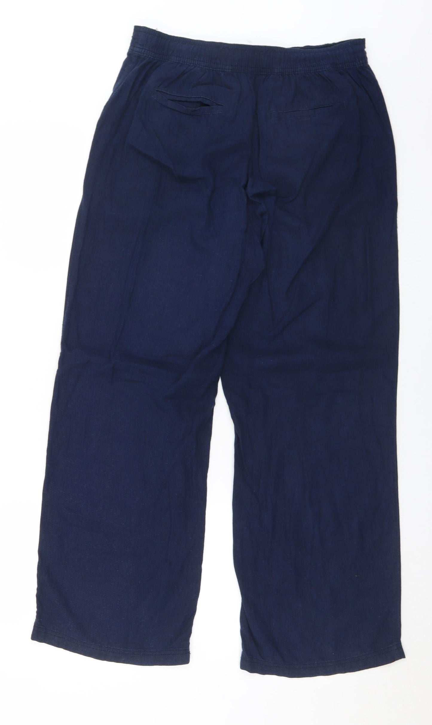 TU Womens Blue  Linen Trousers  Size 10 L28 in Regular Drawstring