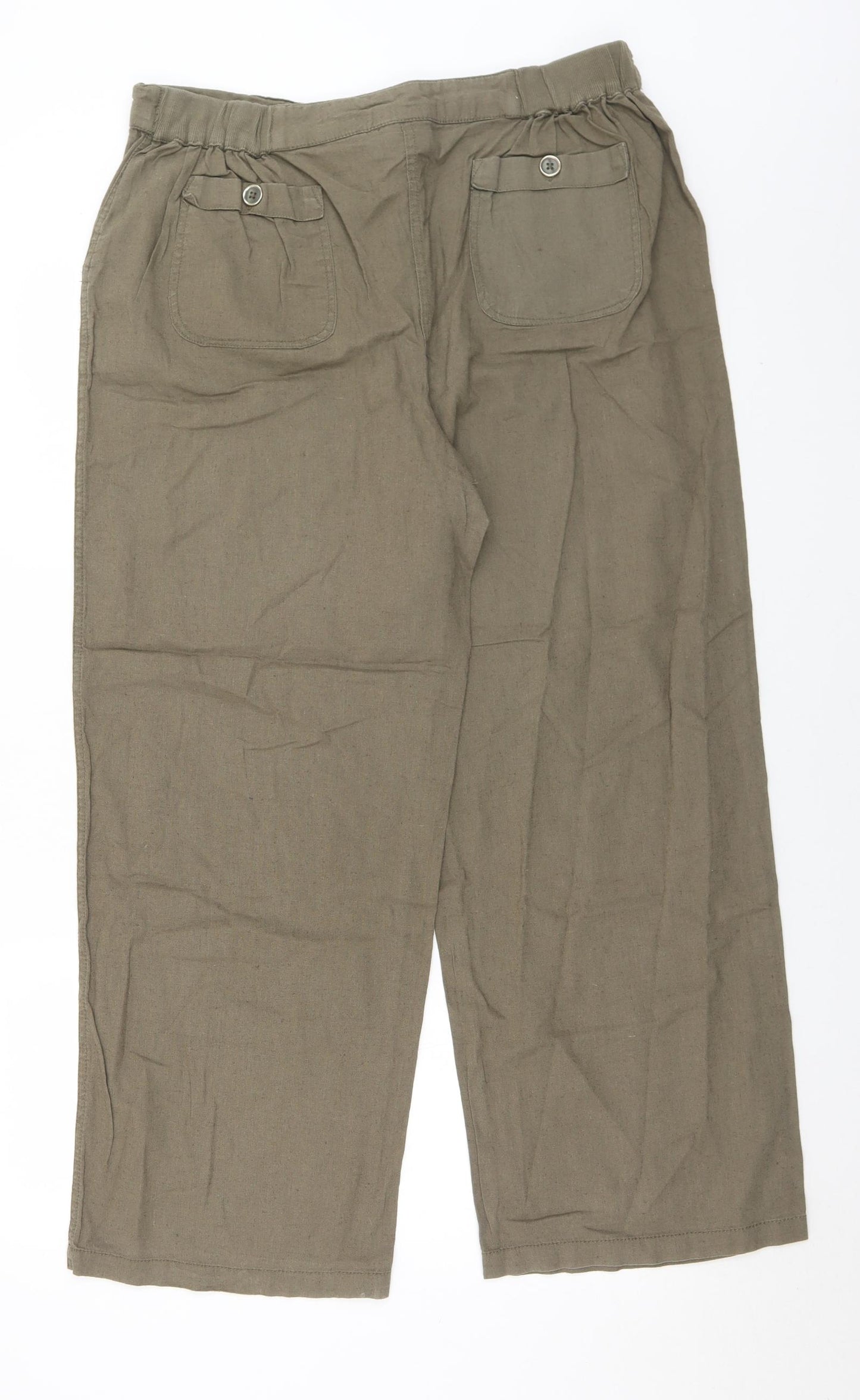 EWM Womens Green  Cotton Trousers  Size 16 L28 in Regular Button