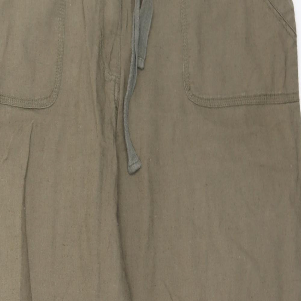 EWM Womens Green  Cotton Trousers  Size 16 L28 in Regular Button