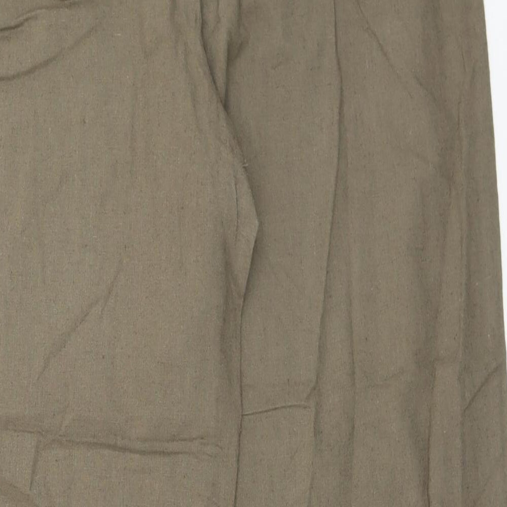 EWM Womens Green  Cotton Trousers  Size 16 L28 in Regular Button