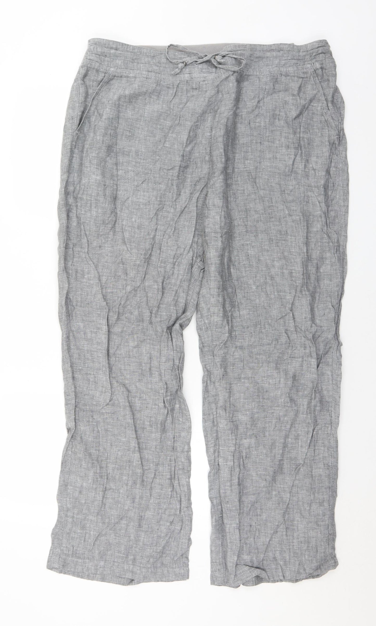 Marks and Spencer Womens Grey  Linen Trousers  Size 20 L32 in Regular