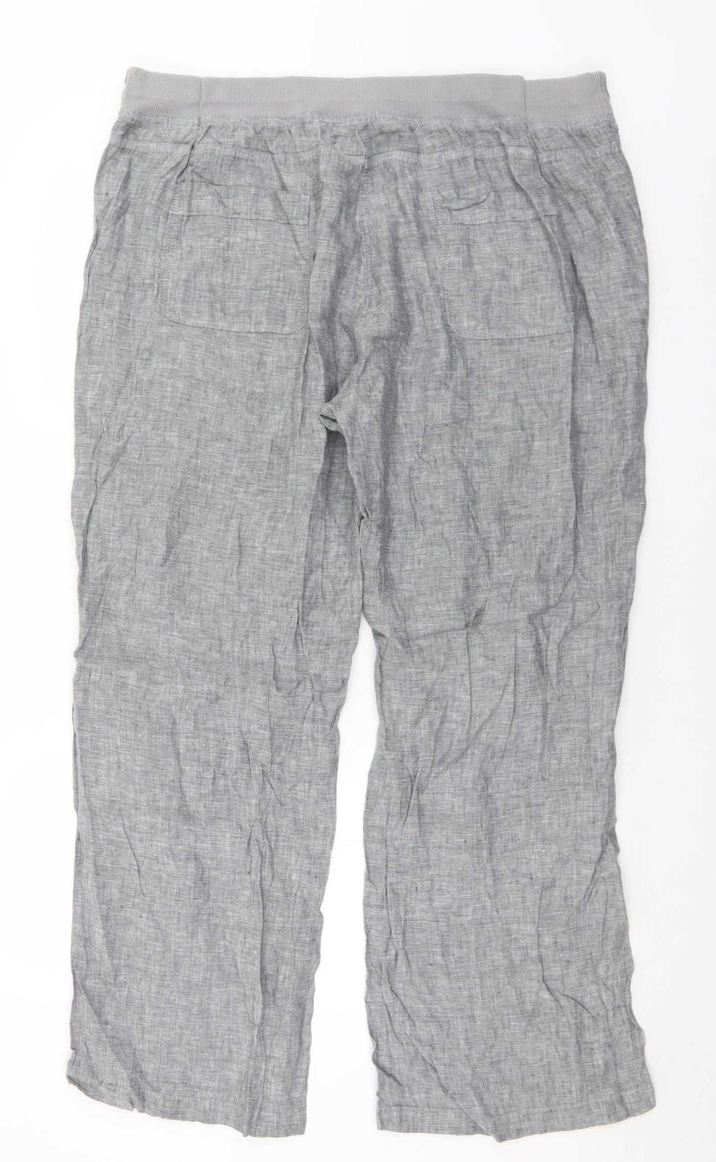 Marks and Spencer Womens Grey  Linen Trousers  Size 20 L32 in Regular